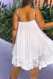 Red Sexy Solid Lace Patchwork Spaghetti Strap Sling Dress Plus Size Dresses