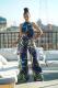 Dark Blue Casual Fashion Colorblock Geometric Asymmetrical Sleeveless Peter Pan Collar Jumpsuits