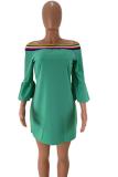 White One word collar Three Quarter Solid asymmetrical Patchwork ruffle Long Sleeve Tops
