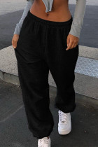 Black Casual Regular Bottoms