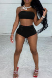 Red Sexy Living Solid Backless Strapless Sleeveless Two Pieces