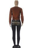 Black Fashion Casual Adult Print Pullovers O Neck Tops