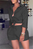 Purple Fashion Casual Solid Bandage Turtleneck Three Quarter Two Pieces