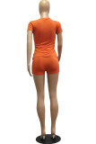 Pink Fashion Casual adult Ma'am Letter Two Piece Suits Straight Short Sleeve Two Pieces