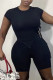 Black Fashion Casual Solid Asymmetrical O Neck Short Sleeve Two Pieces