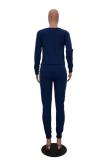 White Casual Fashion Slim fit Solid Two Piece Suits Patchwork pencil Long Sleeve