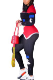 Blue Fashion Active adult Ma'am Print Two Piece Suits pencil Long Sleeve Two Pieces
