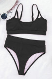 Black Fashion Sexy Solid Backless Swimwears