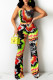 Red Fashion Sexy Print Backless Strapless Sleeveless Two Pieces