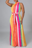 Colour Sexy Casual Patchwork Print Bandage Turtleneck Regular Jumpsuits