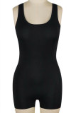 Black Sexy Fashion zipper Solid Backless Sleeveless Slip 