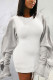 Grey Sexy Solid Patchwork O Neck Pencil Skirt Dresses