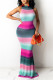 Rose Red Fashion Sexy Print Basic Half A Turtleneck Sleeveless Dress