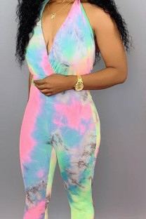 Multi-color Casual Fashion Fluorescent Asymmetrical Sleeveless Slip Jumpsuits