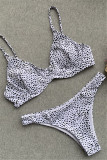 White Fashion Sexy Print Backless Swimwears