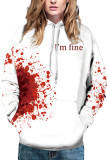 Red Fashion Street Adult Print Patchwork Pullovers Hooded Collar Outerwear