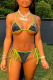 Fluorescent Green Sexy Sweet Patchwork Draw String Swimwears