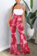 Red street Print Tie-dyed Sleeveless Slip Jumpsuits