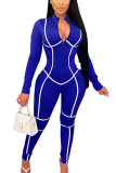 Red Sexy Milk Fiber Solid Patchwork O Neck Skinny Jumpsuits