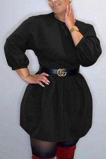 Black Sexy Solid O Neck Dresses
