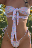 Colour Sexy Print Patchwork Swimwears