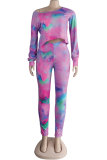 Green Sexy Two Piece Suits Print pencil Long Sleeve 