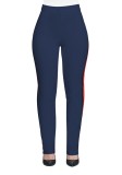 Red Casual Active Patchwork Flat Straight Midweight Pants