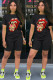 Black Fashion adult Ma'am Street Print Two Piece Suits Straight Short Sleeve Two Pieces