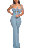 Yellow Fashion Sexy adult Ma'am Solid Two Piece Suits Loose Sleeveless Two Pieces