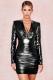 Black adult Sexy Fashion Cap Sleeve Long Sleeves V Neck Step Skirt Mini Draped chain Fluorescent