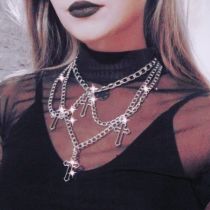 Silver Fashion Hollow Cross Necklace
