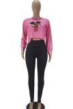 Black Fashion Casual Adult Print Pullovers O Neck Tops