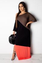 Orange Casual Fashion One Shoulder one shoulder collar Straight Floor-Length asymmetrical split P