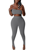 Pink Fashion adult Street Patchwork Solid Two Piece Suits Skinny Sleeveless Two Pieces