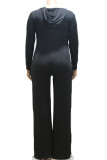 Blue Casual Knitting Solid Patchwork O Neck Plus Size 