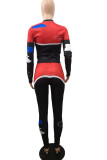 Blue Fashion Active adult Ma'am Print Two Piece Suits pencil Long Sleeve Two Pieces