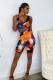 Multi-color Casual Fashion crop top Two Piece Suits Tie Dye Regular Two-Piece Short Set