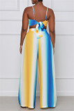 Colour Sexy Casual Print Vests Pants Spaghetti Strap Sleeveless Two Pieces