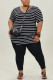 Black Milk Silk Fashion Active adult Ma'am Striped Two Piece Suits pencil Short Sleeve Two Pieces