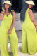 Yellow Sexy Fashion Patchwork Solid Sleeveless Slip 