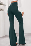 Fluorescent Green Casual Solid High Waist Speaker Bottoms