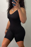 Red Sexy Casual Solid Backless Spaghetti Strap Skinny Romper