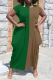 Green Casual Solid Patchwork O Neck Straight Dresses