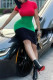 Multicolor Fashion Casual Patchwork Basic O Neck Short Sleeve Dress