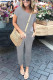Grey Sexy Fashion Solid Patchwork Short Sleeve one shoulder collar Jumpsuits