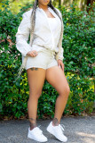 Light Gray Fashion Casual Solid Basic Hooded Collar Long Sleeve Two Pieces