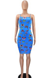 White Sexy Spaghetti Strap Sleeveless Slip Step Skirt Mini Print Patchwork backless Dresses