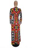 multicolor V Neck Slim fit Bandage Print Print Long Sleeve 