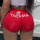 Red Casual Sportswear Print Basic Skinny Shorts