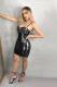 Black adult Fashion Sexy Spaghetti Strap Sleeveless Slip Step Skirt skirt Sequin Solid Club Dre
